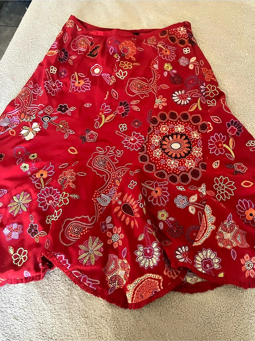 Vintage Fairy Christmas e ECI 52Floral Silk Midi Skirt Size 4 NWT